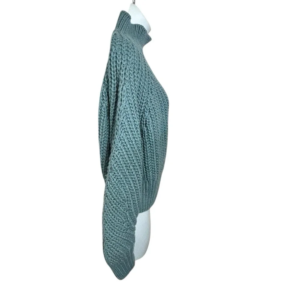 H&M Chunky Turtleneck Sweater Sz Small Aqua Green Thick Warm Long-Sleeve